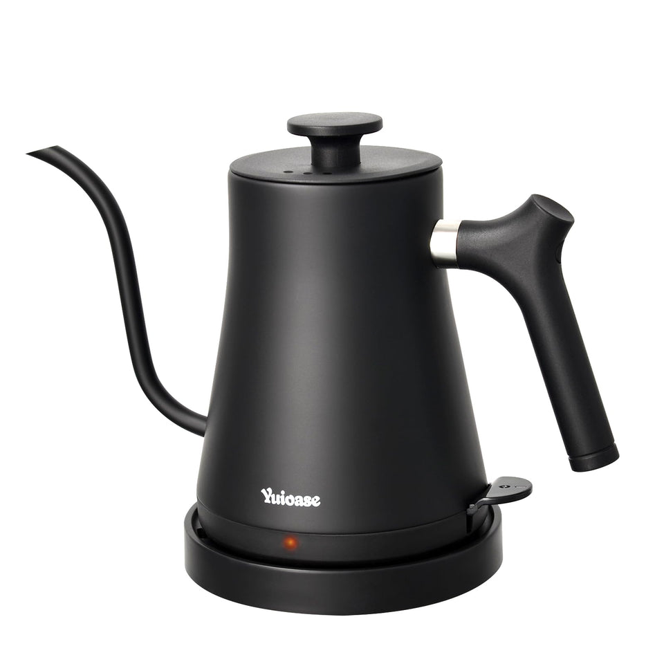 Yuioase electric gooseneck kettle front view for precise pour-over brewing