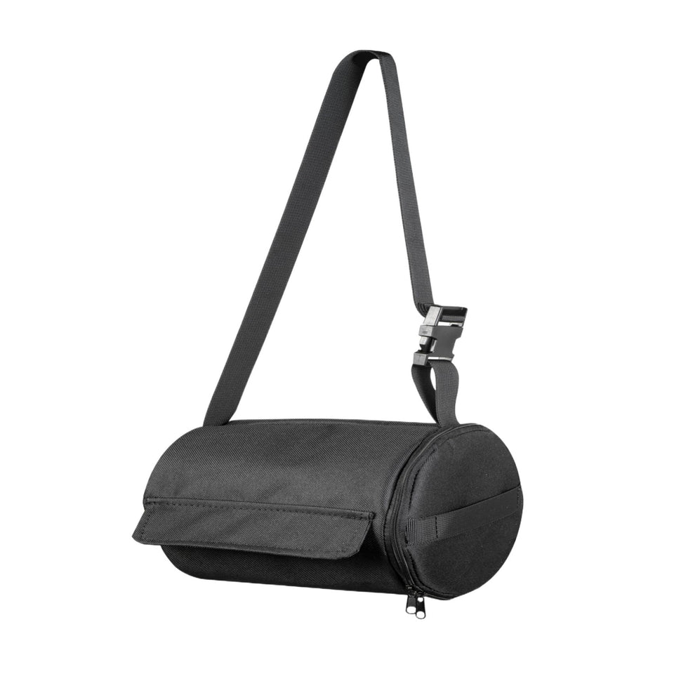 YUJHON hanging camping toilet paper holder in use, showing portable weatherproof storage.
