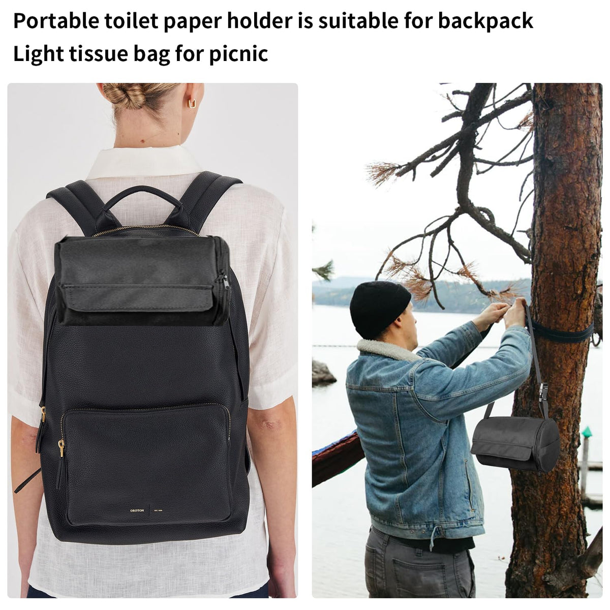 YUJHON compact and portable toilet paper protector suitable for camping and picnics.