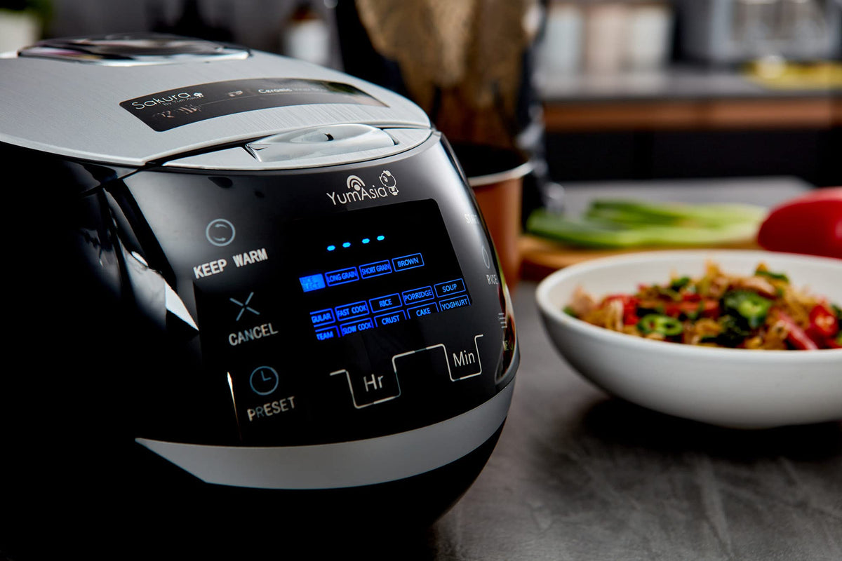 Yum Asia Sakura 8-cups-capacity fits 1-8 servings of rice.