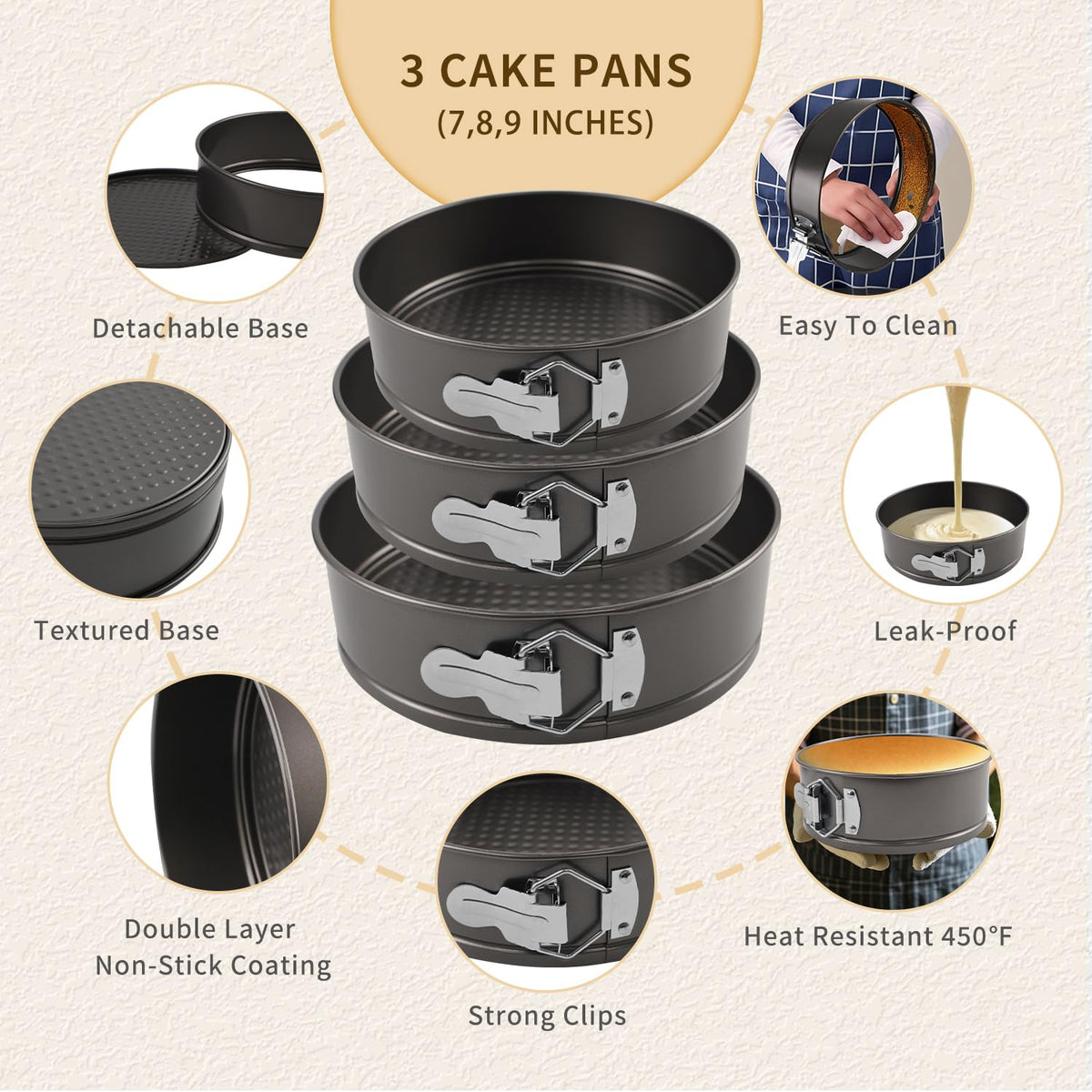 Yumatouch springform pan with removable base for quick release.
