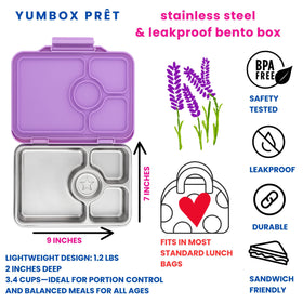 Yumbox Prêt stainless steel tray offers durable, easy-to-clean lunch organization