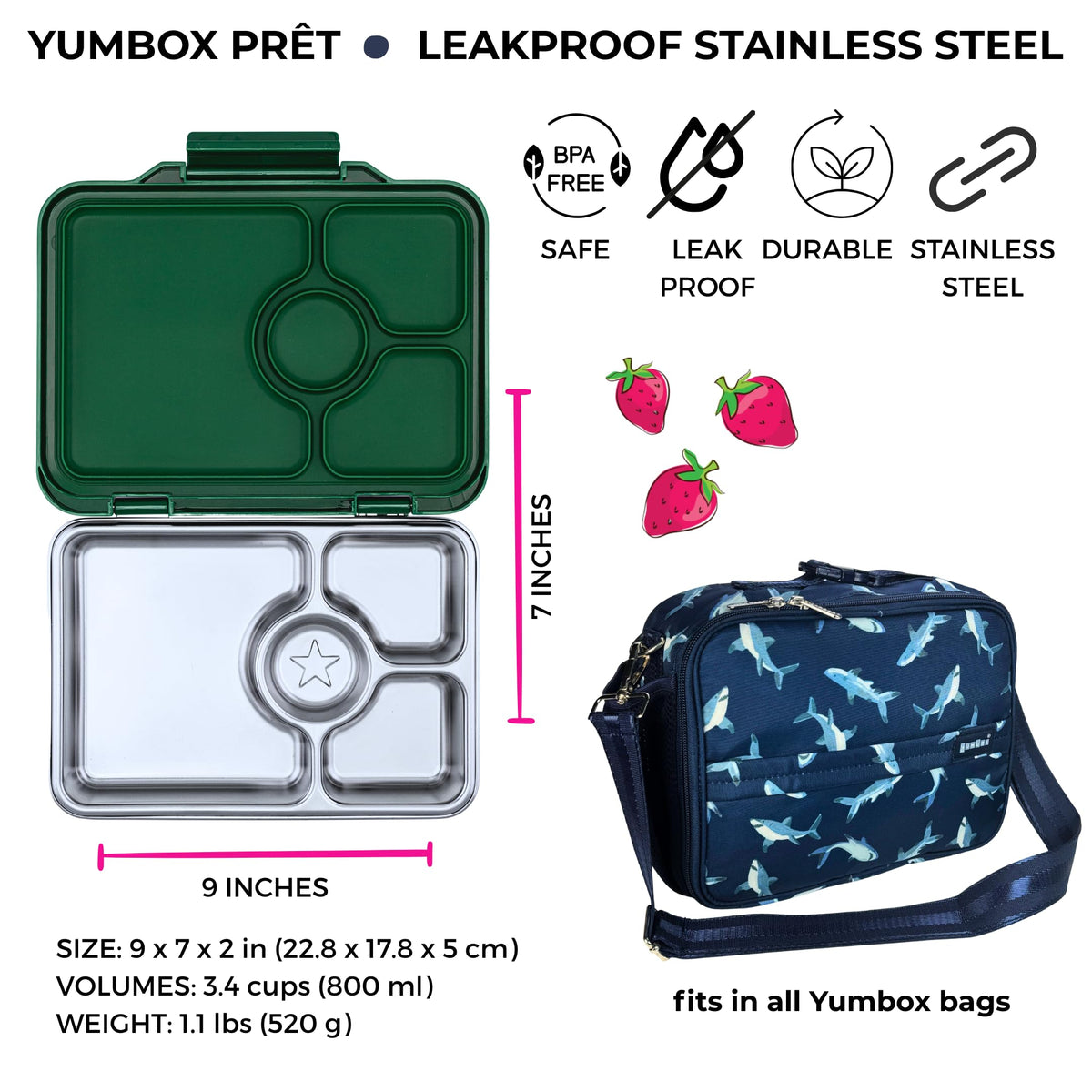 Yumbox Prêt stainless steel tray offers durable, easy-to-clean meal base