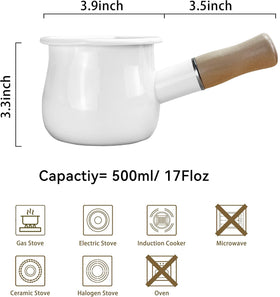 YumCute Home enamel milk pot four-inch diameter detail.