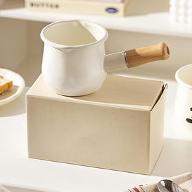 YumCute Home enamel milk pot cherry pattern decorative surface.