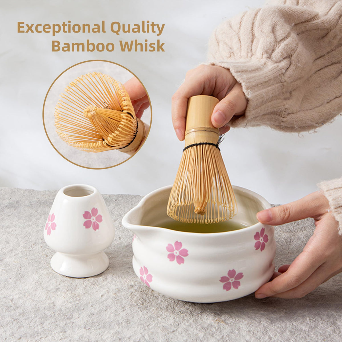 YumiPLUS bamboo whisk holder keeps tools organized on the counter