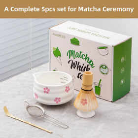 YumiPLUS bamboo whisk in natural finish for creamy matcha blends