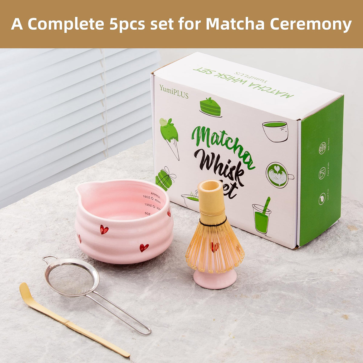 YumiPLUS bamboo whisk for creamy, lump-free matcha