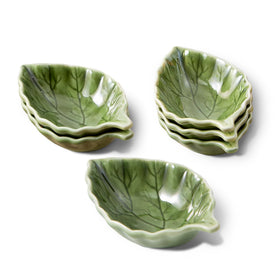 YumiPLUS green leaf dipping bowls set for elegant sauces, dips, and small portions.