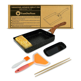 YumOmNom Tamagoyaki Pan rectangle shape highlights compact size for precise omelette rolls.