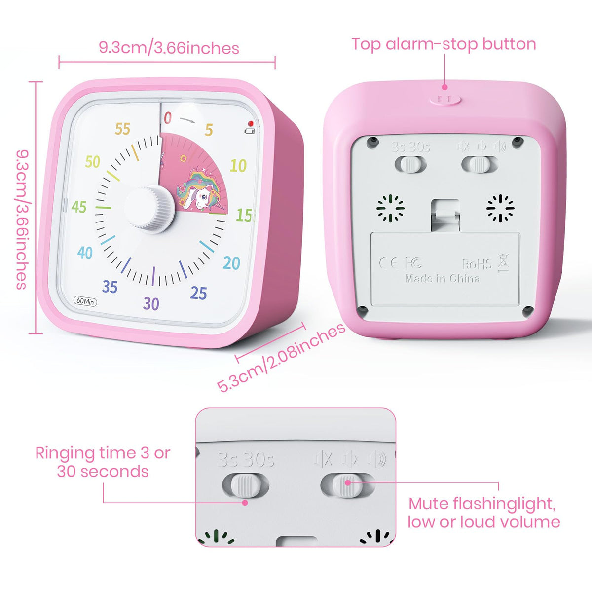 Yunbaoit 60-minute countdown pink timer supports pacing activities.
