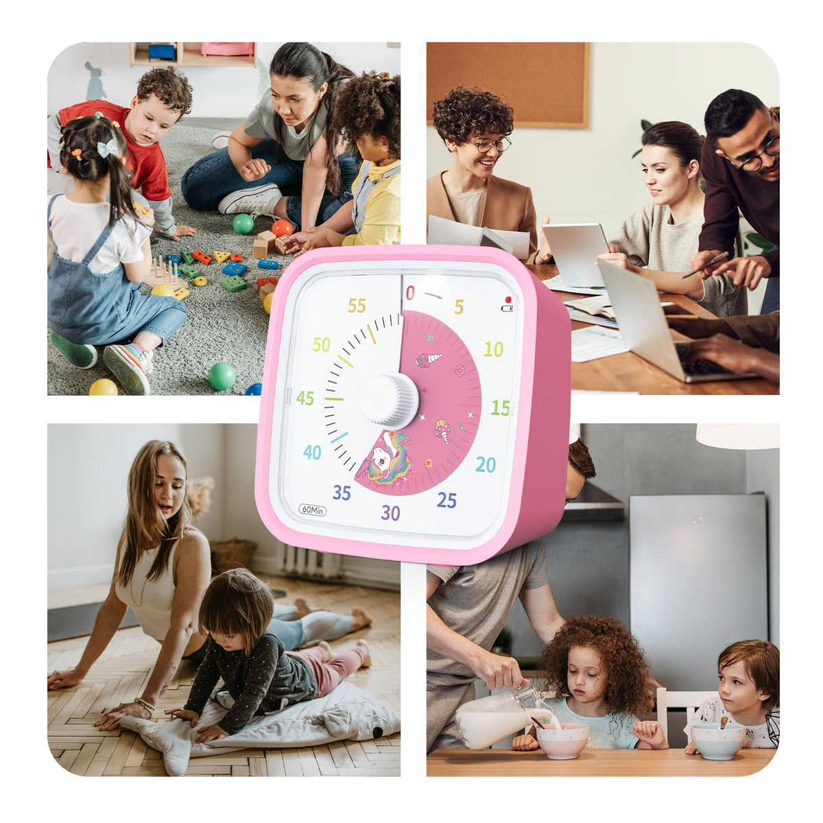 Yunbaoit silent alarm timer pink operates quietly during countdown.