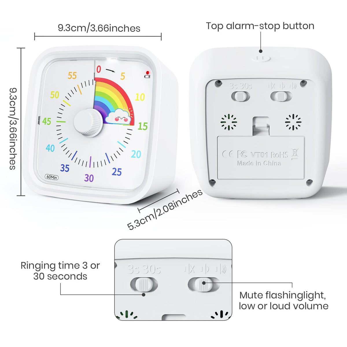 Yunbaoit silent timer operates without ticking in quiet spaces.