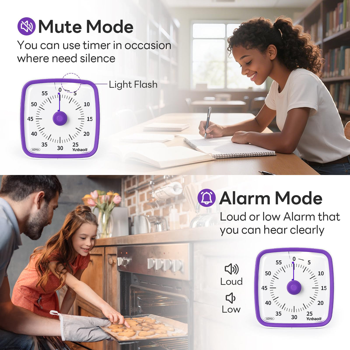 Yunbaoit easy-turn knob for quick, precise time setting.