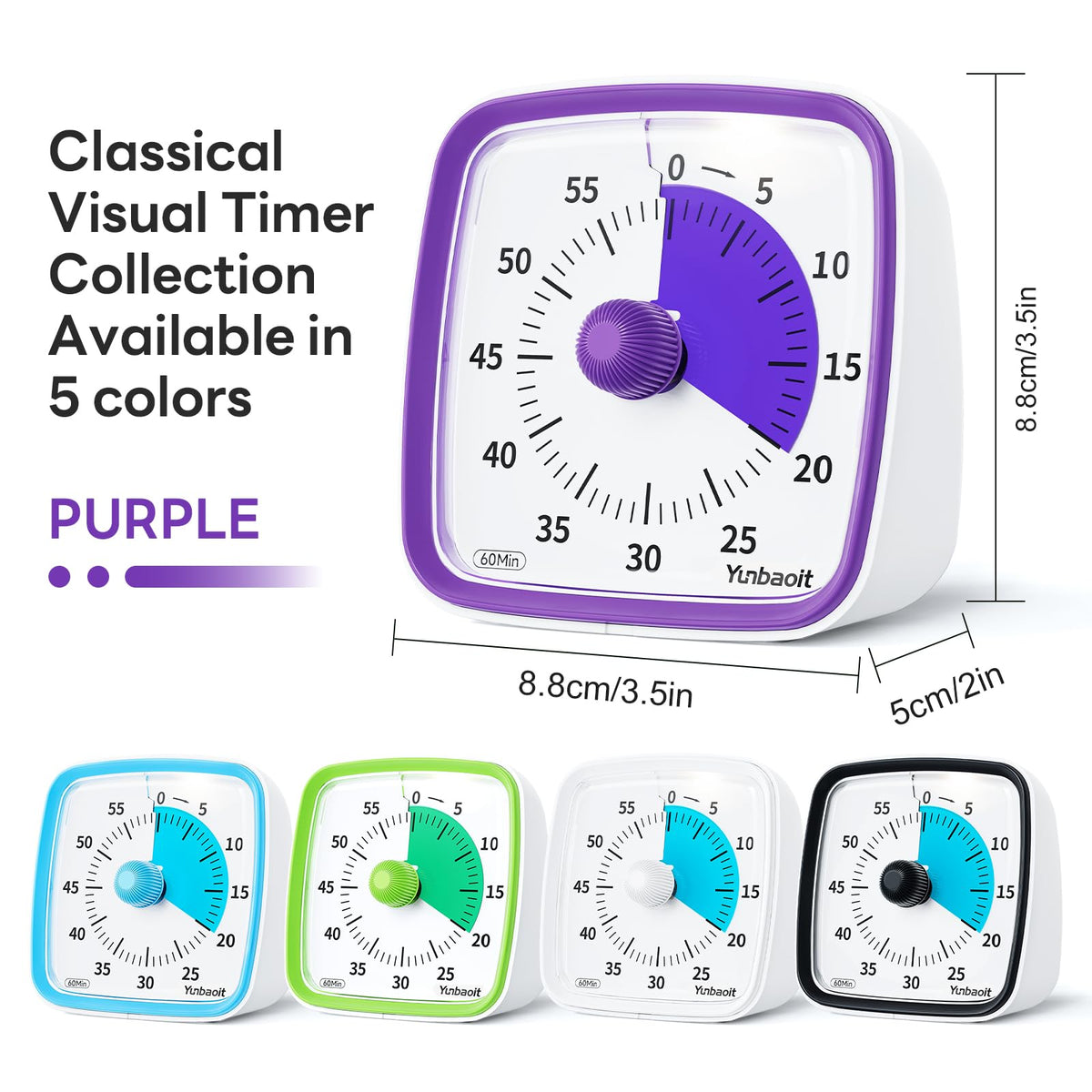 Yunbaoit visual timer used in kitchen, classroom, and office environments.