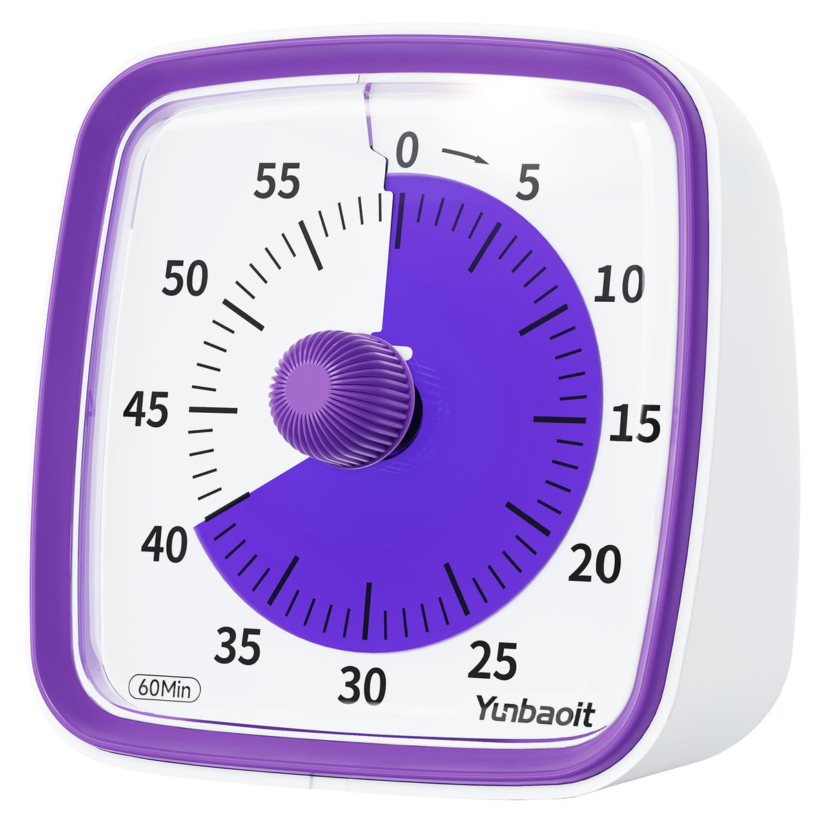 Yunbaoit visual timer with night light in purple, gentle glow for late-night tasks.
