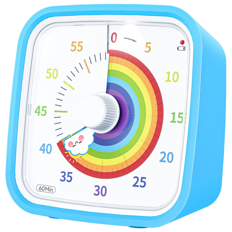 Yunbaoit visual timer with blue rainbow disk for quick time awareness