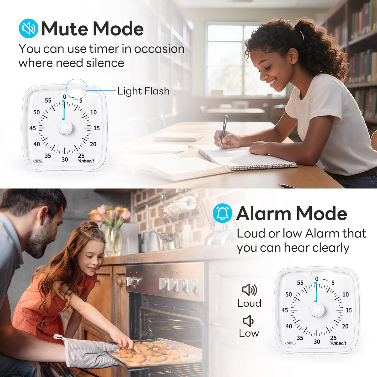 Yunbaoit visual timer runs silently to minimize distractions during tasks.