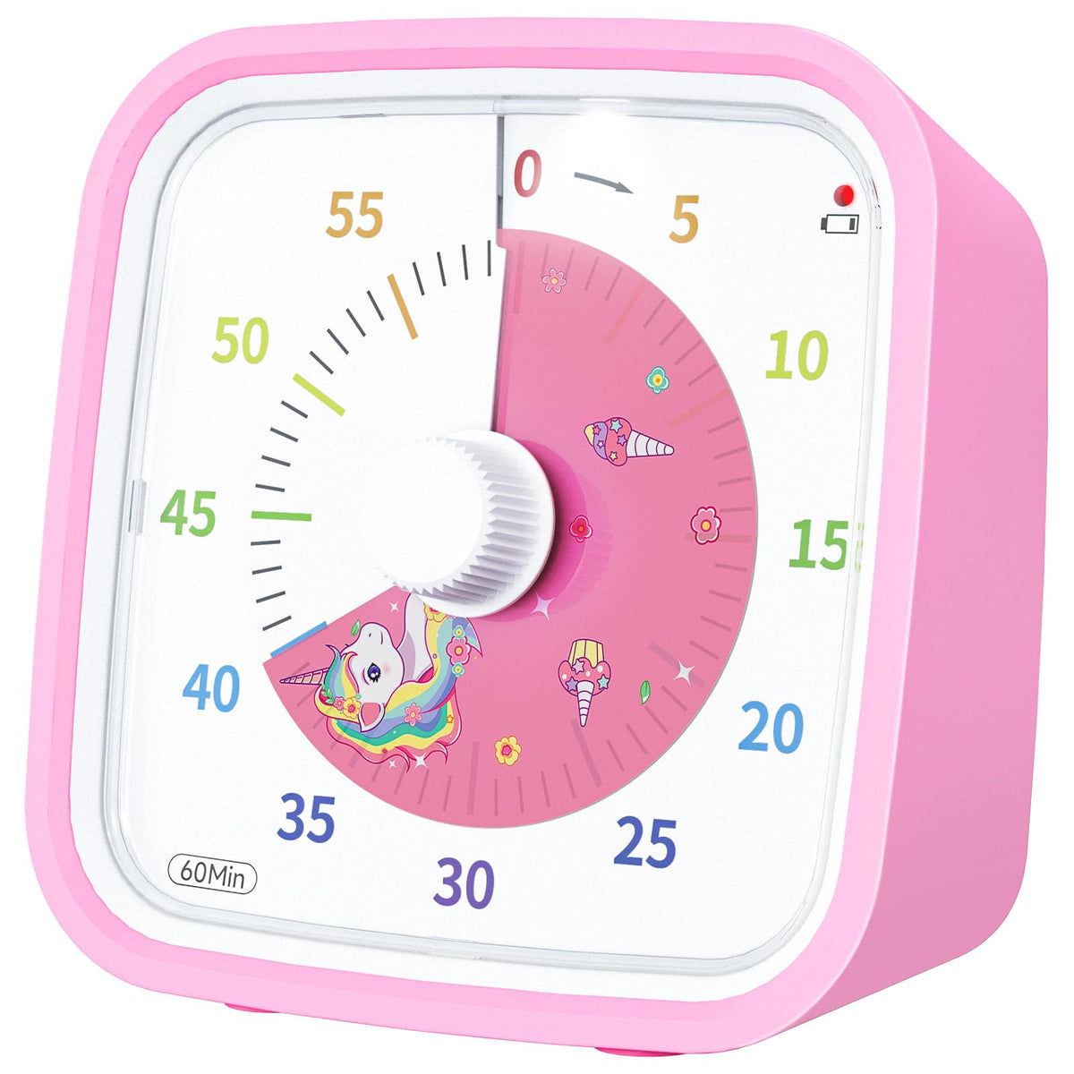 Yunbaoit visual timer with unicorn disk pink helps visualize time for kids and adults.
