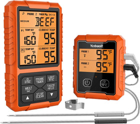 Yunbaoit wireless thermometer with remote range for hands-free grilling and multitasking