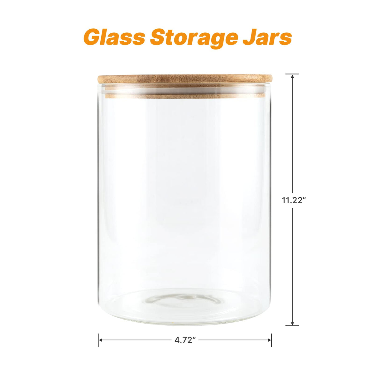 Two-pack clear jars for organized pantry storage and easy identification.