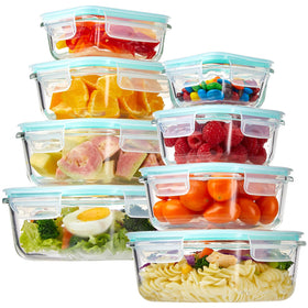 YUNCANG 8-pack glass containers with lids for versatile meal prep and portions.