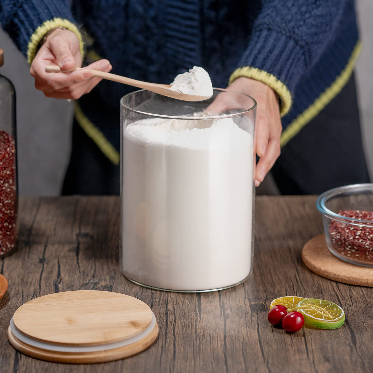 Dishwasher safe glass jar suitable for busy kitchens and easy cleaning.