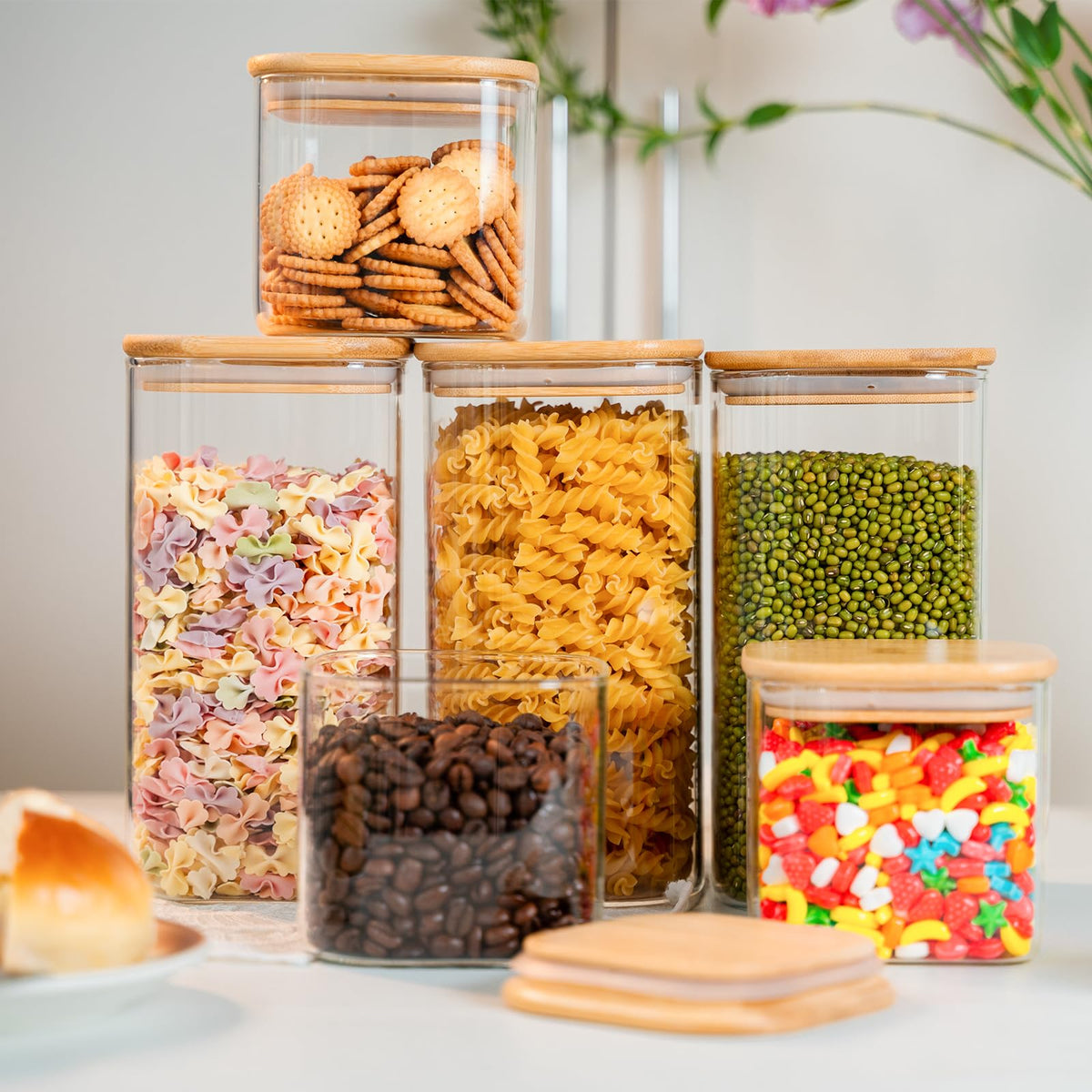YUNCANG candy and snack jar with clear glass for quick recipe prep