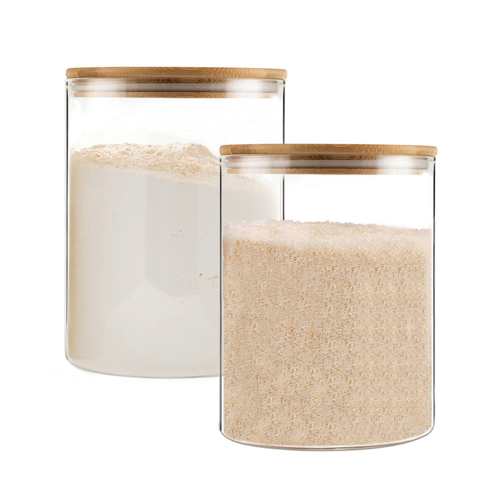 YUNCANG glass storage jar with airtight bamboo lid for pantry freshness.