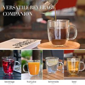 YUNCANG microwave-safe glass mug for quick heat and easy cleaning.