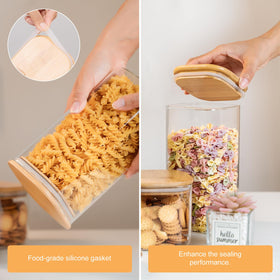 YUNCANG square clear glass canister enables easy pantry organization