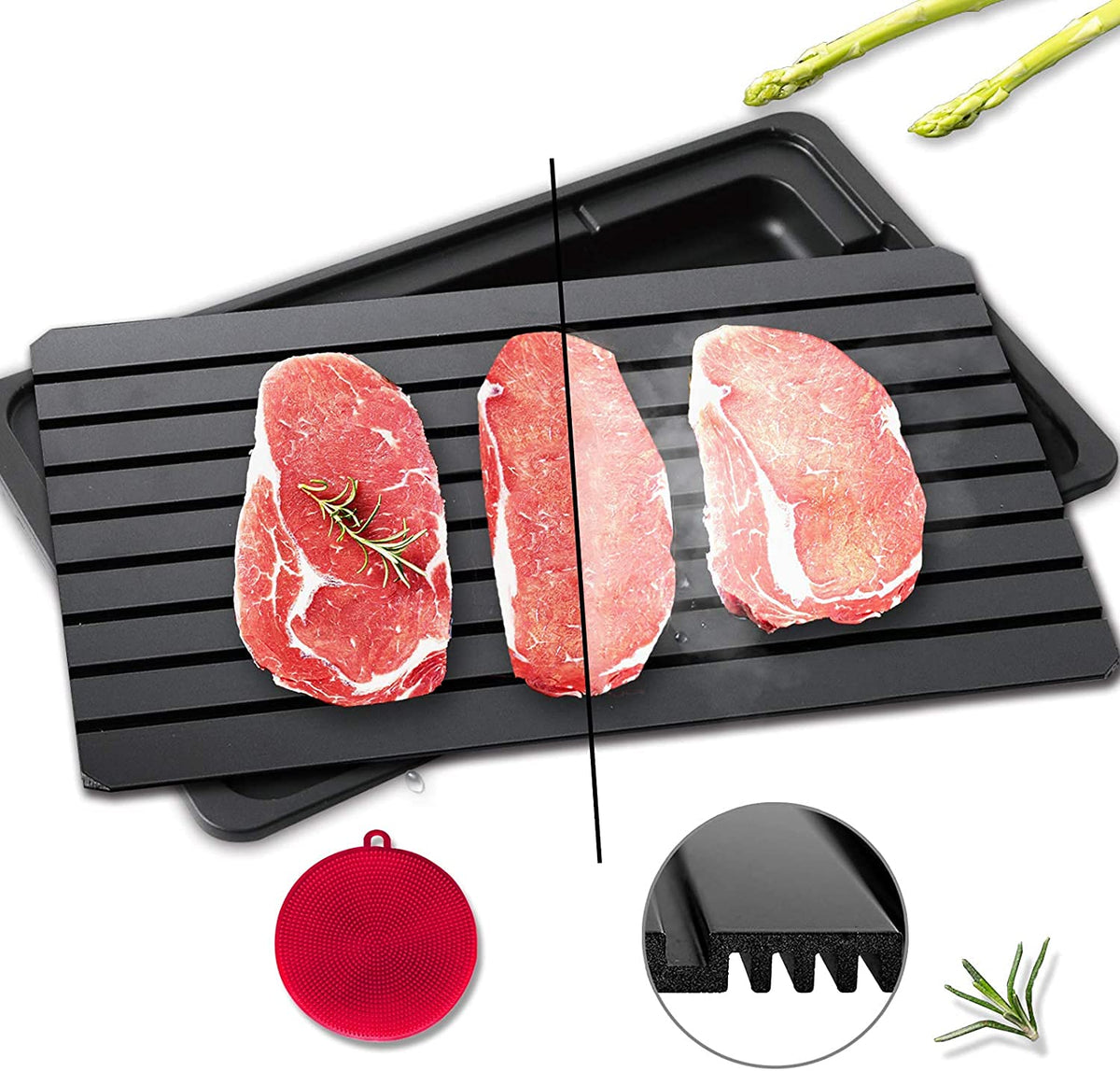 YUNDOOG defrosting tray with 6mm upgrade speeds thawing of meat