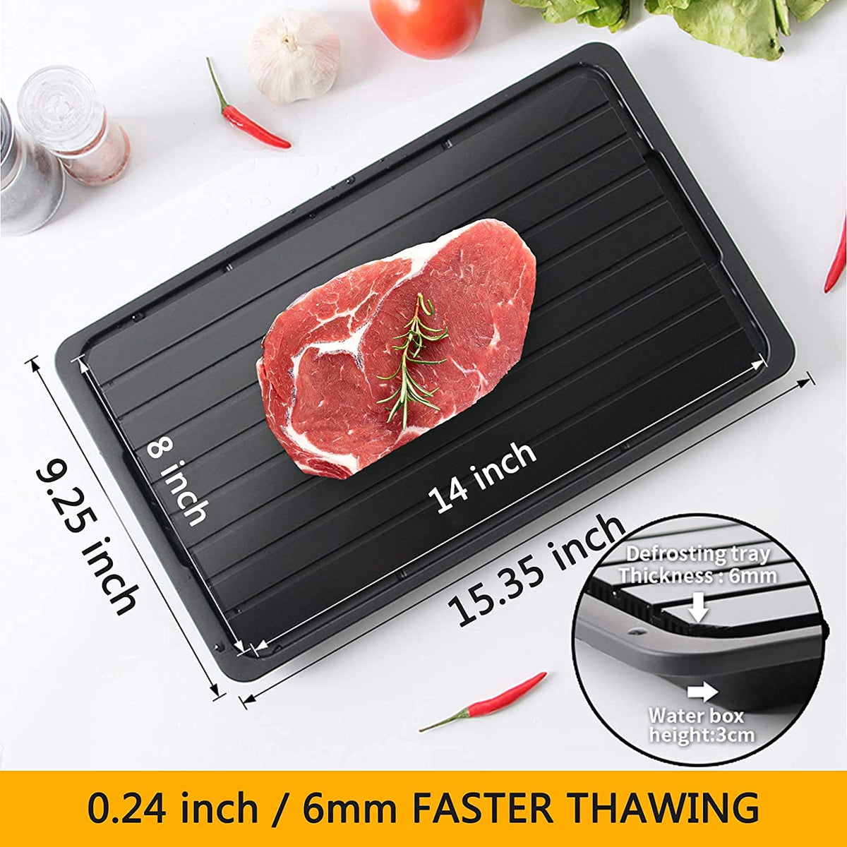 YUNDOOG defrosting tray large surface thaws multiple items at once