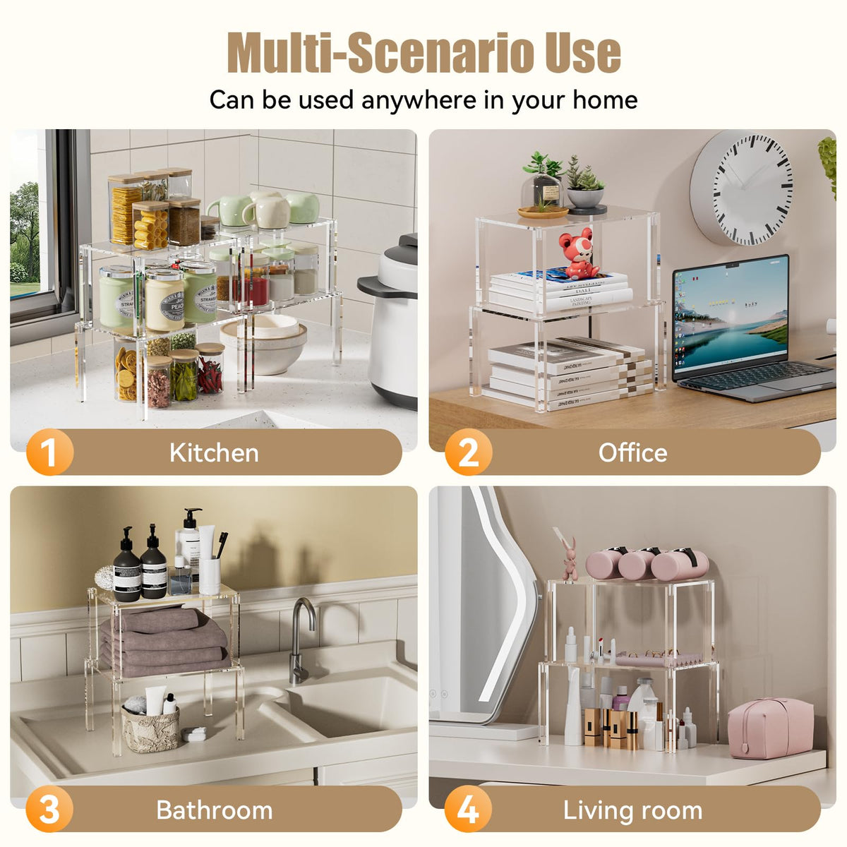 YUNEASELF clear cabinet organizer bathroom use keeps vanity tidy.