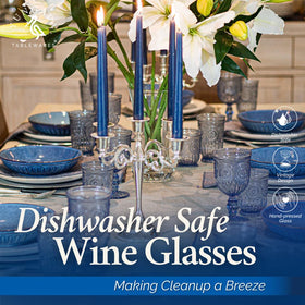 Yungala blue wine goblet, 10 oz capacity, perfect for wine service.