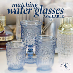 Yungala Sunflower-set blue glassware, cohesive look with champagne flutes.