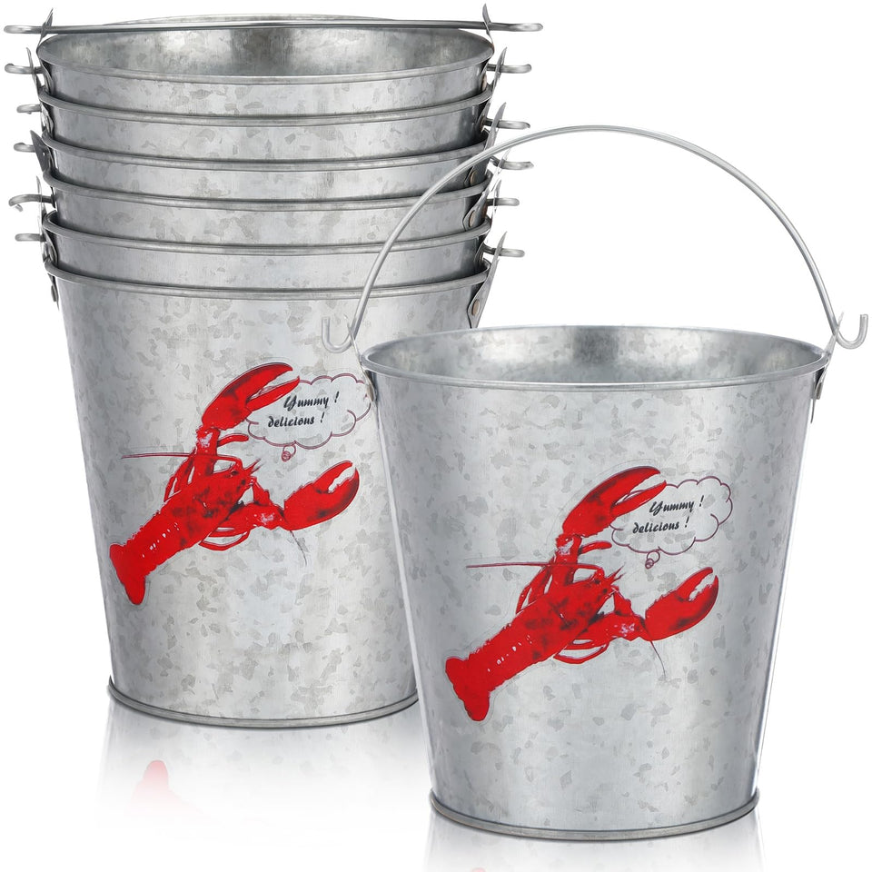 Yungyan crawfish metal buckets 6-pack ready for seafood boils and parties.