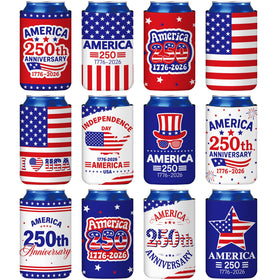 Yungyan patriotic can sleeve featuring American flag design for Independence Day.