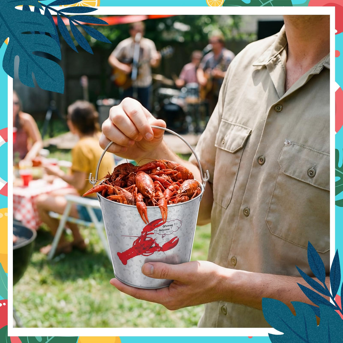 Yungyan silver finish seafood buckets complement any table setting.