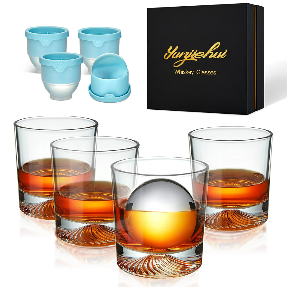 Yunjiehui old-fashioned 4-pack glasses close-up showing crystal clarity for refined sipping.