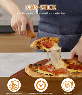 Yunletwood foldable wood-handle pizza peel saving drawer space