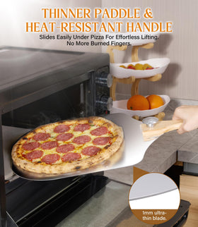 Yunletwood pizza rocker cutter with protective cover for precise slicing