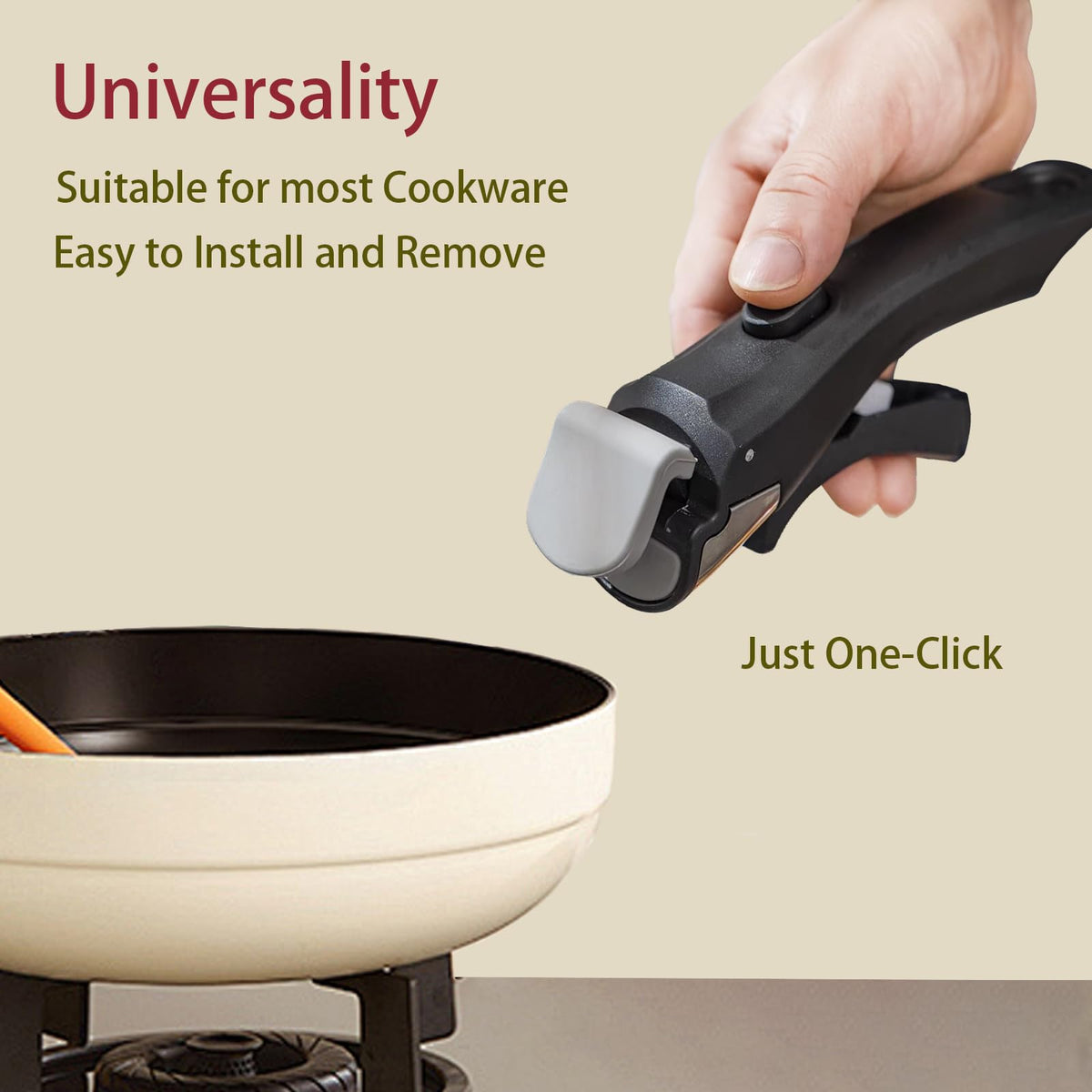 Yunlnny detachable pot handles with silicone offer heat resistance for safe lifting.