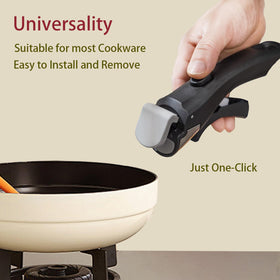 Yunlnny detachable pot handles with silicone offer heat resistance for safe lifting.