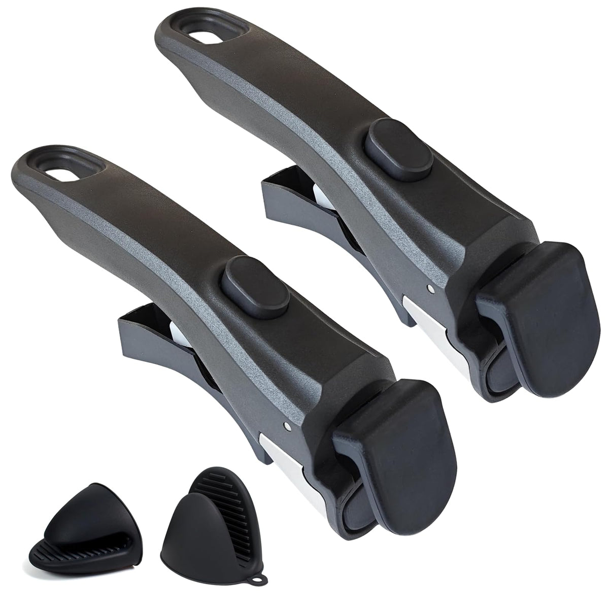 Yunlnny removable handle assembly for secure grip and quick cookware transition.