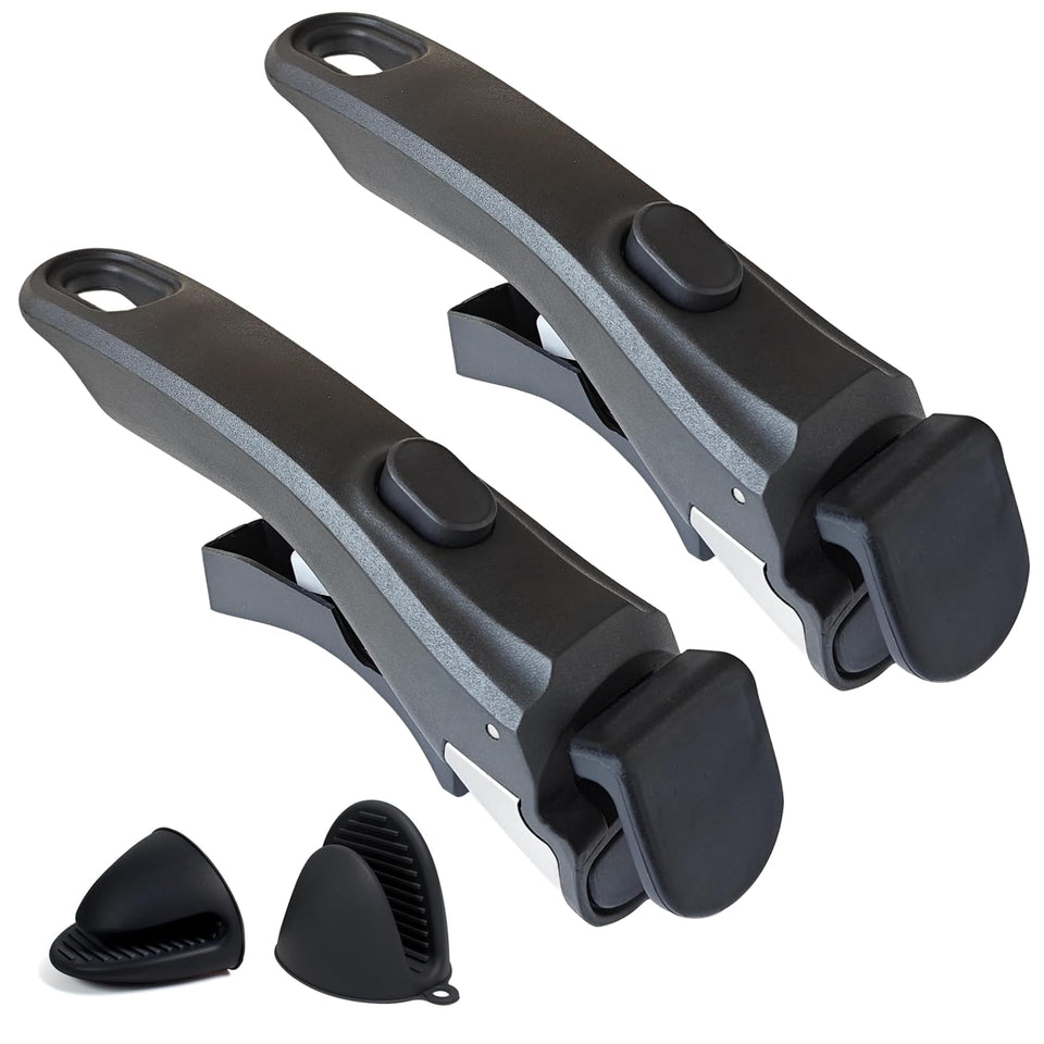 Yunlnny removable handle assembly for secure grip and quick cookware transition.