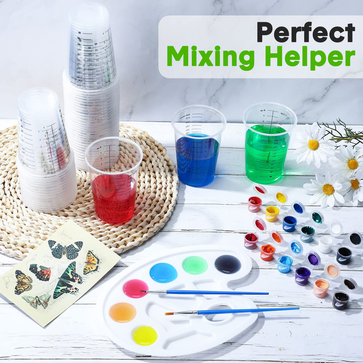 Yunsailing 50-pack disposable cups help keep bulk projects organized.