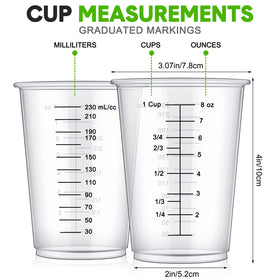 Yunsailing clear plastic mixing cups with visible scales for precise measurements.