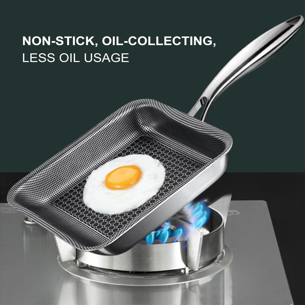 YUNYDSM Tamagoyaki pan features sturdy stainless steel body for daily use
