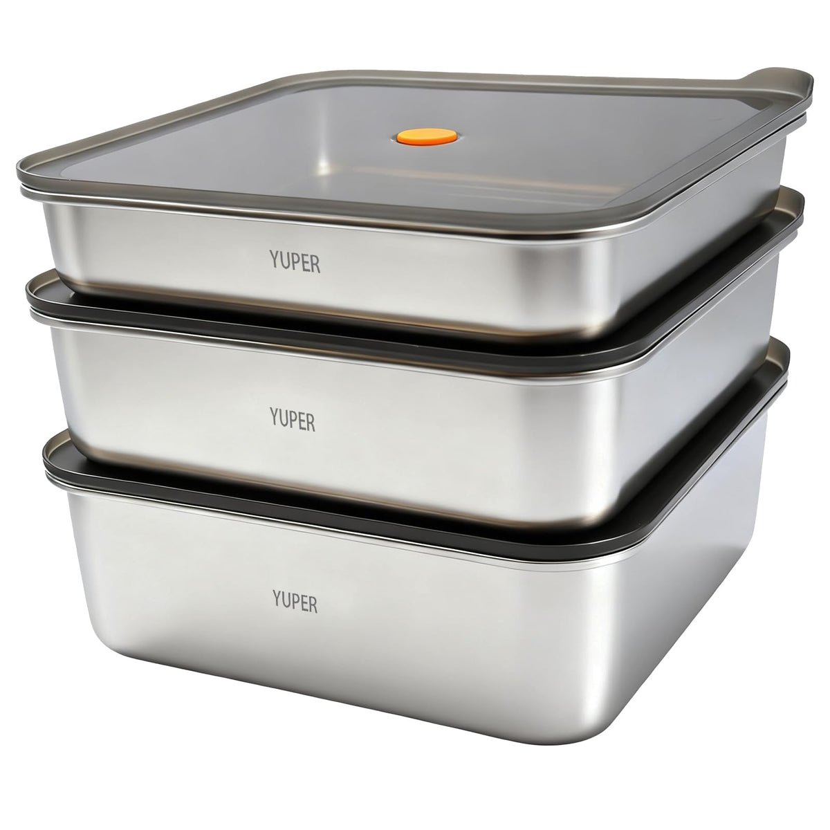 YUPER 84oz stainless steel container with airtight lid keeps leftovers fresh.
